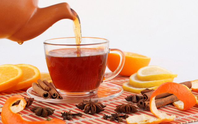 Tea pour cinnamon orange glass free wallpaper for desktop - medium preview image