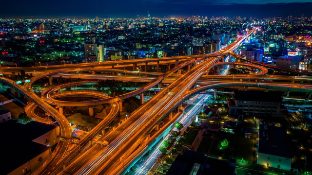 Tokyo night city lights traffic free wallpaper for desktop - medium preview image