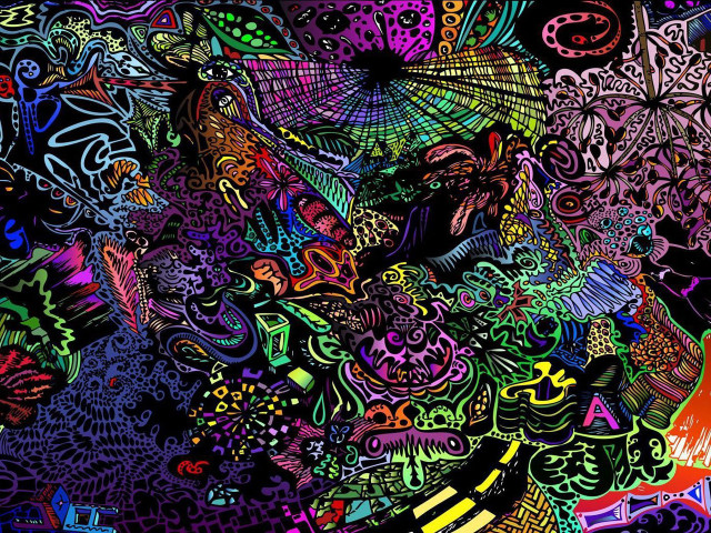 Woman colorful umbrella rain black free wallpaper for desktop - medium preview image