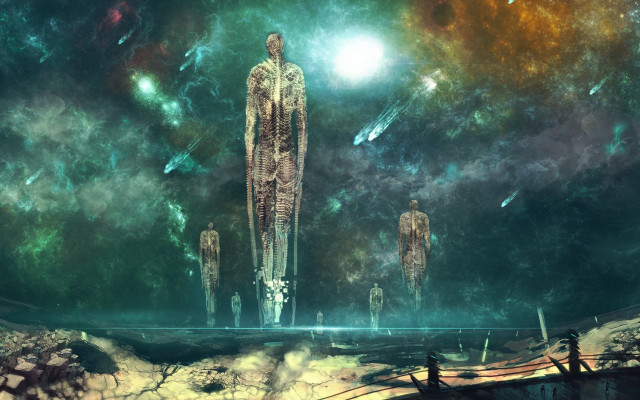 Alien structure psychedelic city moon free wallpaper for desktop - medium preview image