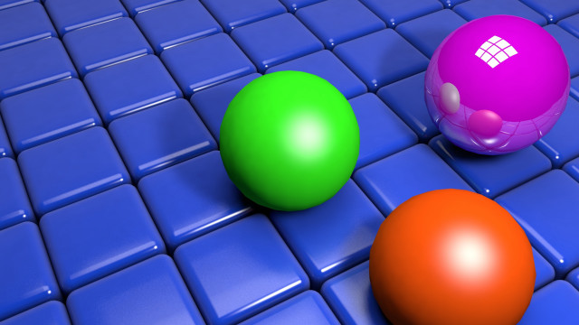 Three balls blue tiles white free wallpaper for desktop - medium preview image