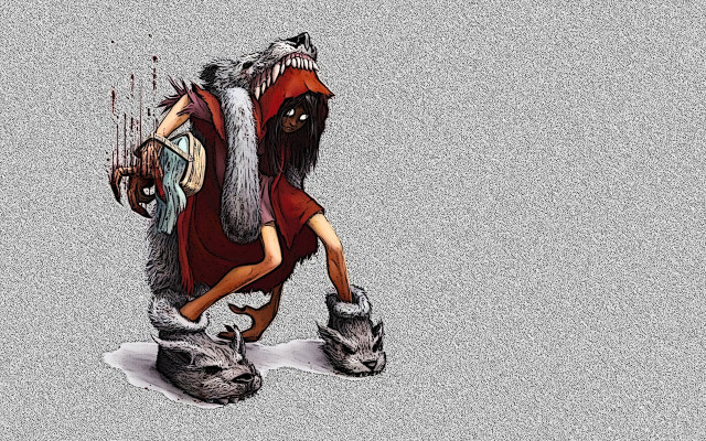 Wolf man knife pop surrealism free wallpaper for desktop - medium preview image