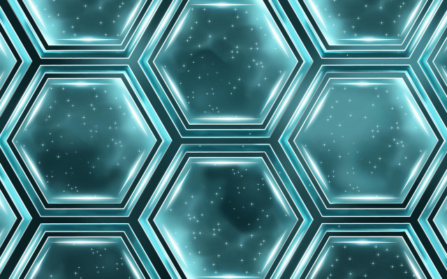 Hexagonal stars blue glow abstract free wallpaper for desktop - medium preview image
