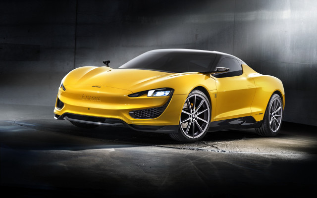 Yellow sports car dark room #25 free wallpaper for desktop - medium preview image