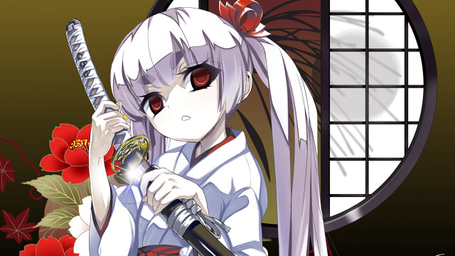 Anime girl white hair microphone free wallpaper for desktop - medium preview image