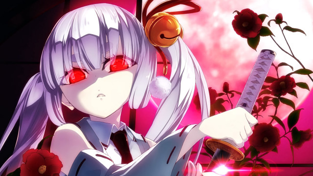 White haired girl red eyes free wallpaper for desktop - medium preview image