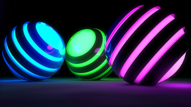 Glowing balls purple blue raytraced free wallpaper for desktop - medium preview image