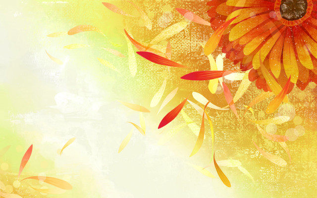 Yellow orange flower leaves autumn free wallpaper for desktop - medium preview image