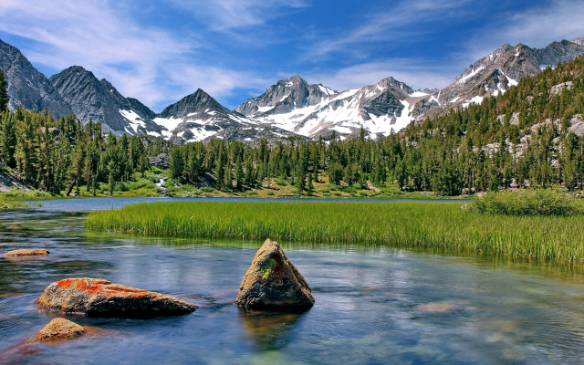 Mountain river rock water scenery free wallpaper for desktop - medium preview image