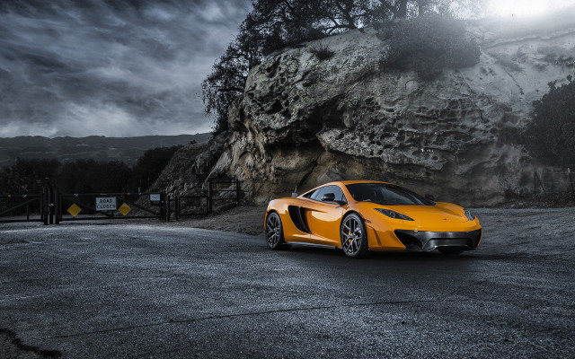 Yellow sports car mountain night free wallpaper for desktop - medium preview image