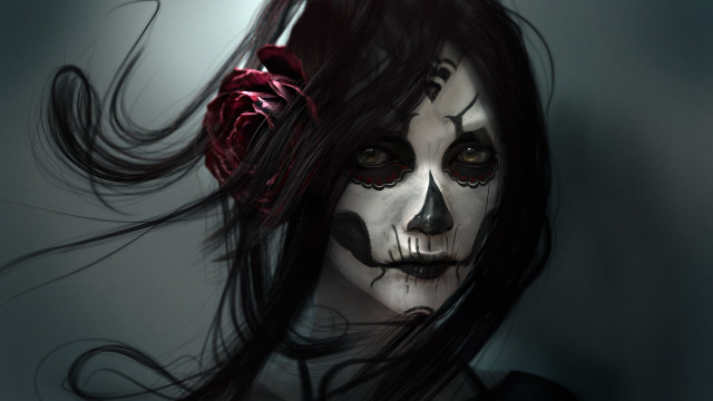 Gothic portrait woman makeup rose free wallpaper for desktop - medium preview image