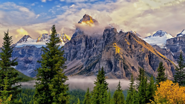 Mountain range trees clouds sky #6 free wallpaper for desktop - medium preview image