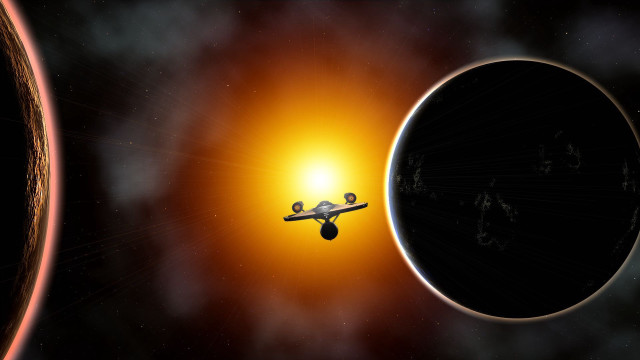 Space shuttle sky sun aurora free wallpaper for desktop - medium preview image