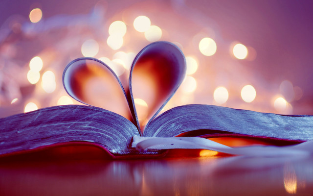 Heart book table bokeh moon free wallpaper for desktop - medium preview image