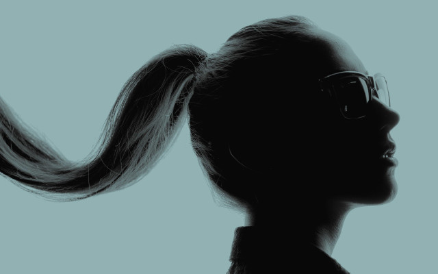 Woman ponyhead glasses backlighting blue free wallpaper for desktop - medium preview image
