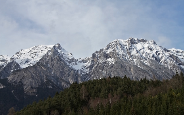Mountain range snow trees blue #4 free wallpaper for desktop - medium preview image