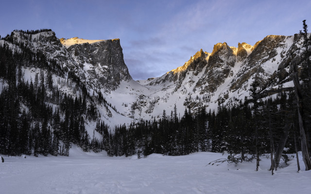 Snowy mountain trees clouds city free wallpaper for desktop - medium preview image