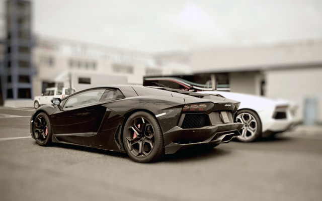 Black sports car parking lot #24 free wallpaper for desktop - medium preview image