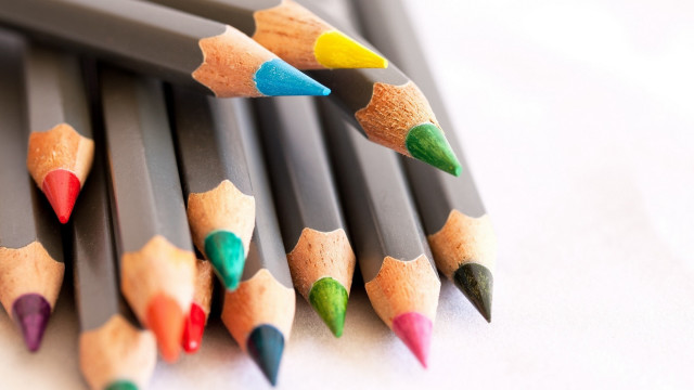 Colored pencils white tablecloth pastel free wallpaper for desktop - medium preview image