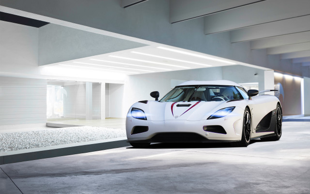 White sports car garage digital #2 free wallpaper for desktop - medium preview image