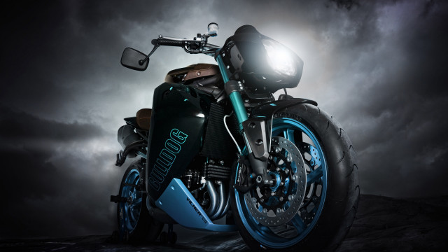 Motorcycle dark clouds light digital free wallpaper for desktop - medium preview image