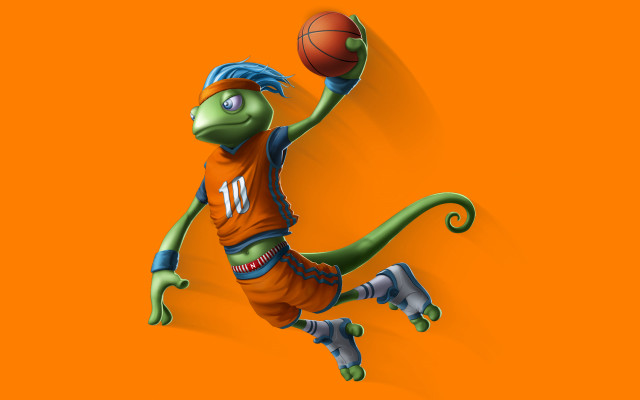 Cartoon character basketball jump orange free wallpaper for desktop - medium preview image