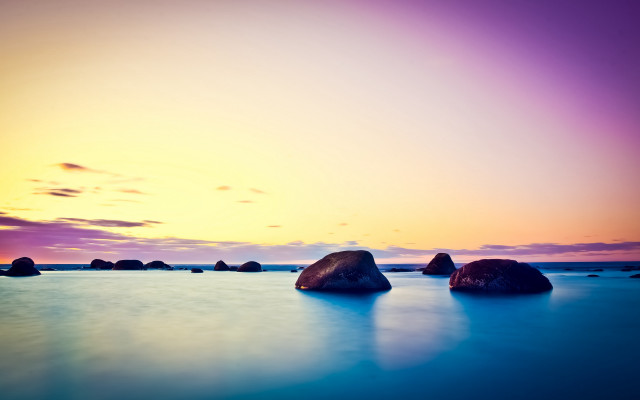 Sunset rocks water sky island free wallpaper for desktop - medium preview image