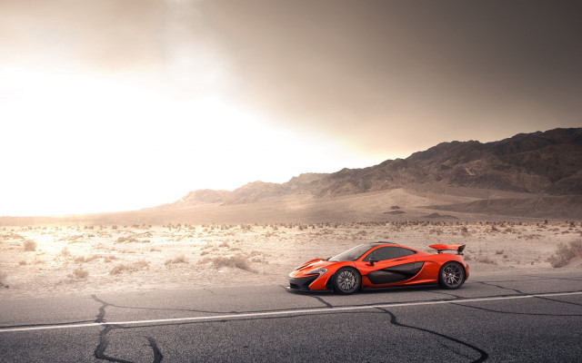 Red sports car desert road #14 free wallpaper for desktop - medium preview image