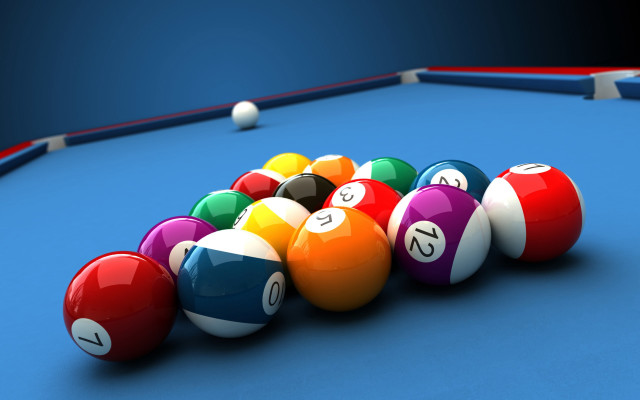 Pool table pool balls cues free wallpaper for desktop - medium preview image
