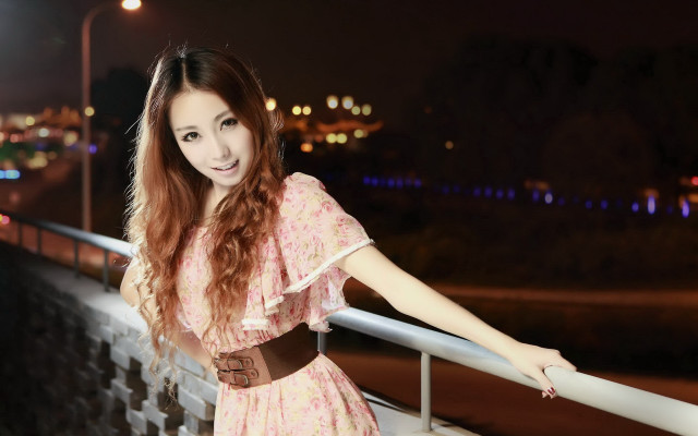 Woman dress bridge night chen free wallpaper for desktop - medium preview image