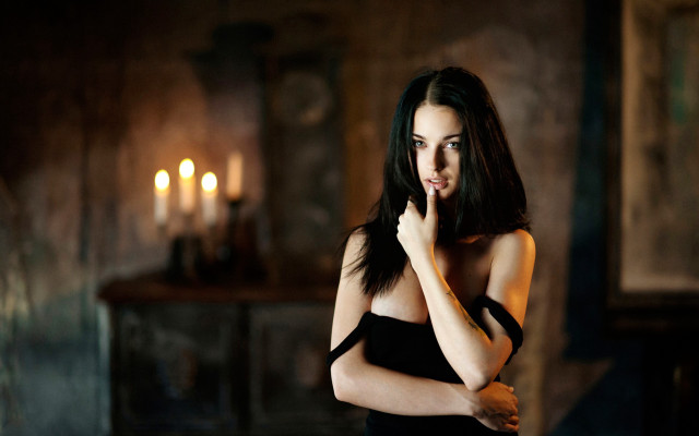Gothic sexy woman candles bare free wallpaper for desktop - medium preview image