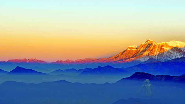 Mountain sunset blue sky clouds free wallpaper for desktop - medium preview image