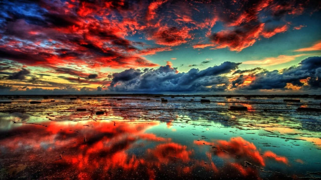 Colorful sunset clouds reflection water #2 free wallpaper for desktop - medium preview image