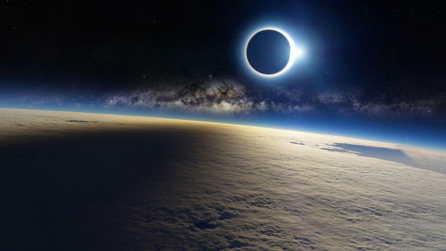 Solar eclipse earth horizon view #2 free wallpaper for desktop - medium preview image