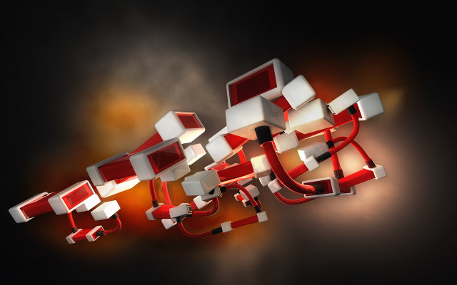 Red white object black background #4 free wallpaper for desktop - medium preview image