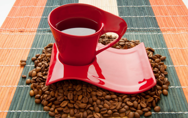 Red coffee cup coffee beans free wallpaper for desktop - medium preview image