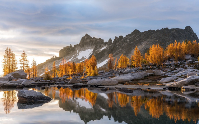 Mountain lake forest autumn sunset #2 free wallpaper for desktop - medium preview image