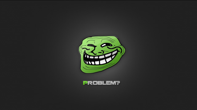 Green troll face smile problem free wallpaper for desktop - medium preview image