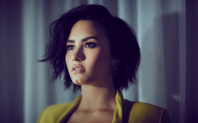 Woman green shirt curtains purple free wallpaper for desktop - medium preview image