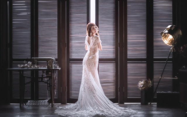 Wedding dress window shutters lamp free wallpaper for desktop - medium preview image