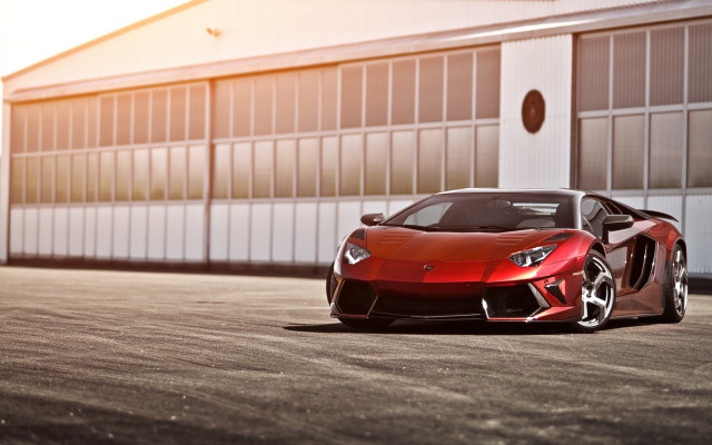 Red sports car building large #3 free wallpaper for desktop - medium preview image