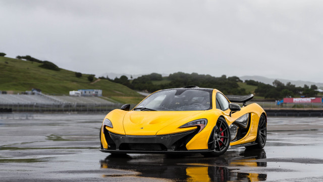 Yellow sports car wet road #3 free wallpaper for desktop - medium preview image