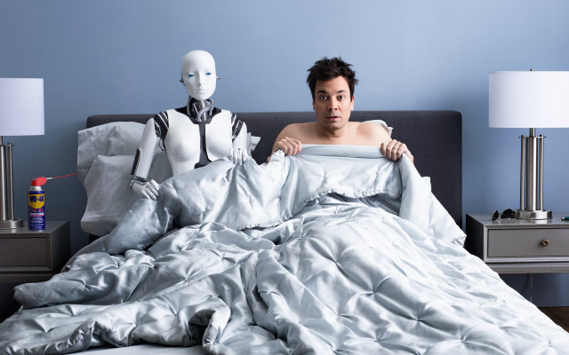 Man robothead bed white dress free wallpaper for desktop - medium preview image