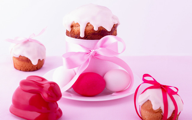 Pink table cupcakes bow plate free wallpaper for desktop - medium preview image