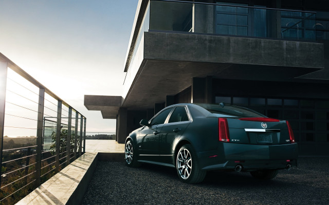 Car building balcony railings photorealism free wallpaper for desktop - medium preview image