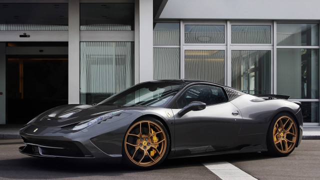 Grey sports car yellow rim free wallpaper for desktop - medium preview image