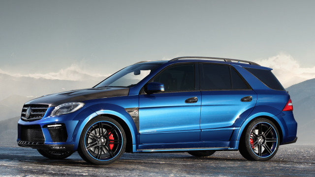 Blue mercedes suv snowy mountains free wallpaper for desktop - medium preview image