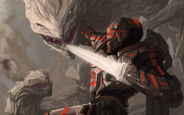 Sci fi hero sword giant free wallpaper for desktop - medium preview image