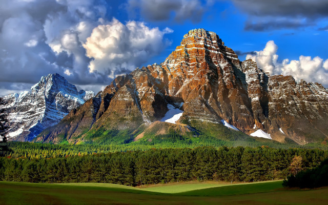 Mountain range forest clouds blue free wallpaper for desktop - medium preview image