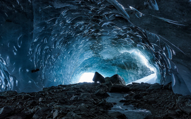 Cave boat starry sky waterfish free wallpaper for desktop - medium preview image